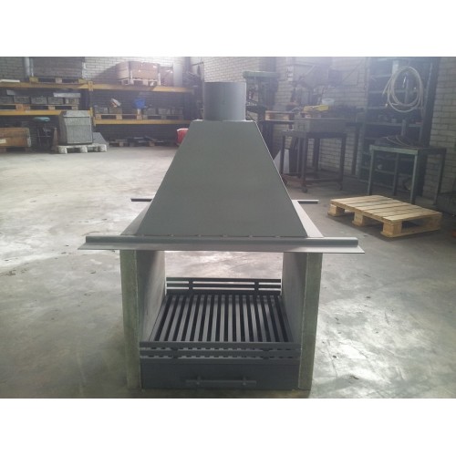 Doorkijk chamotte openhaard 55cm. Br. x 55cm. H.